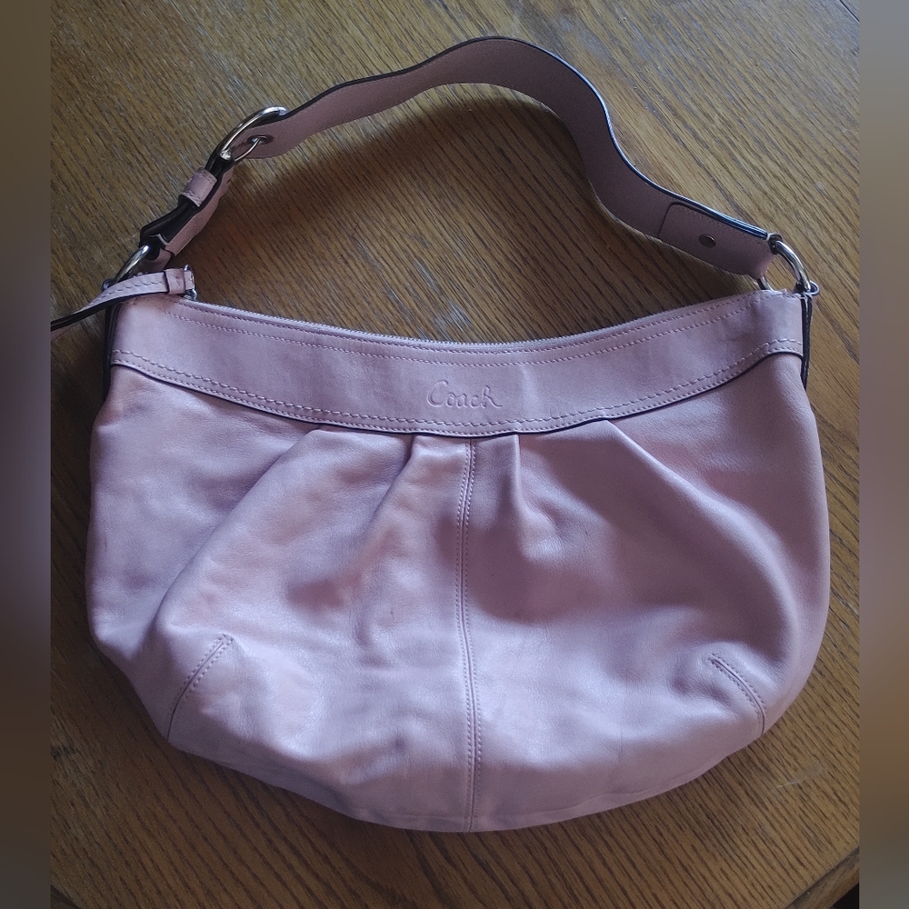 COACH SOHO Pleated Hobo Pink Leather Large Shopper Shoulder Bag Purse F13731l